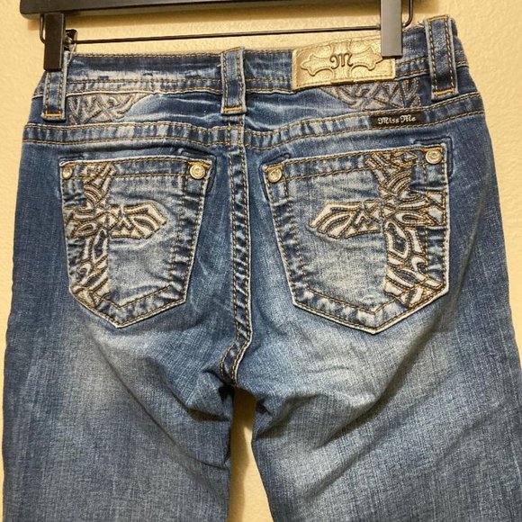 Y2K Miss Me Women's Mid Rise Slim Boot Rhinestone Embellished Jeans Size 27 - Picture 5 of 8